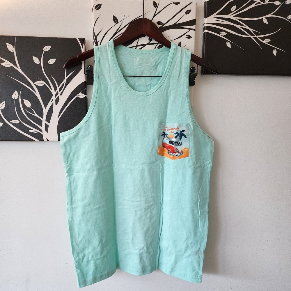 Simons Beach Teal Tank Top